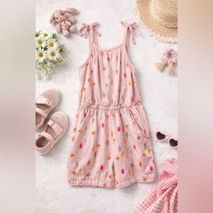 Cat & Jack Girls Ice Cream Print Romper Size 5T Pink Summer Outfit